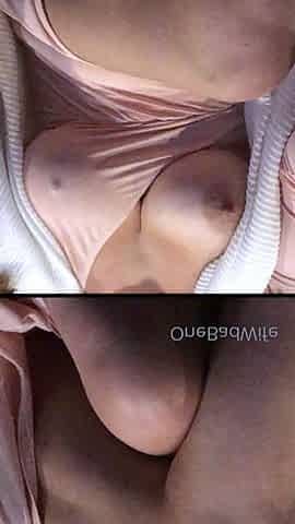 Busty curly brunette with big boobs fucks on couch