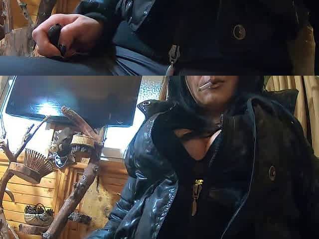 MilfyCalla- A Lot Of Cum On my ebony down jacket and ebony leather leggings 216