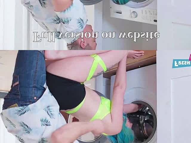 Recent & Sinless - A Small Hottie is NAiled in the Booty Whilst Stuck in the Washing Machine