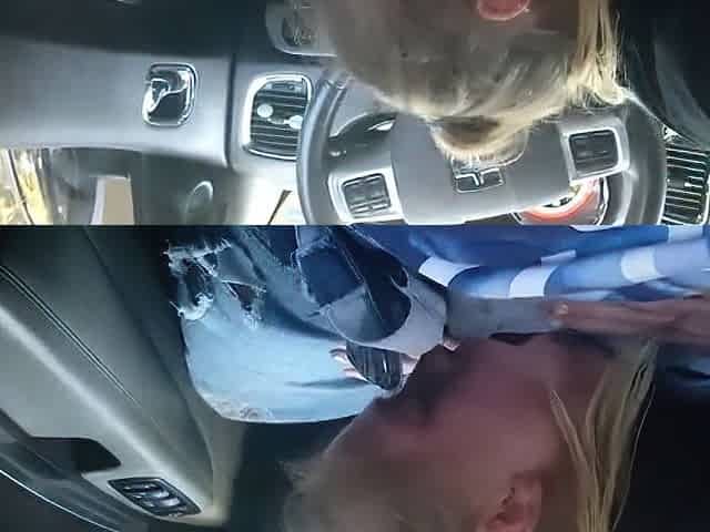 AMATEUR BLONDE SUCKING A BIG BLACK COCK IN A CAR
