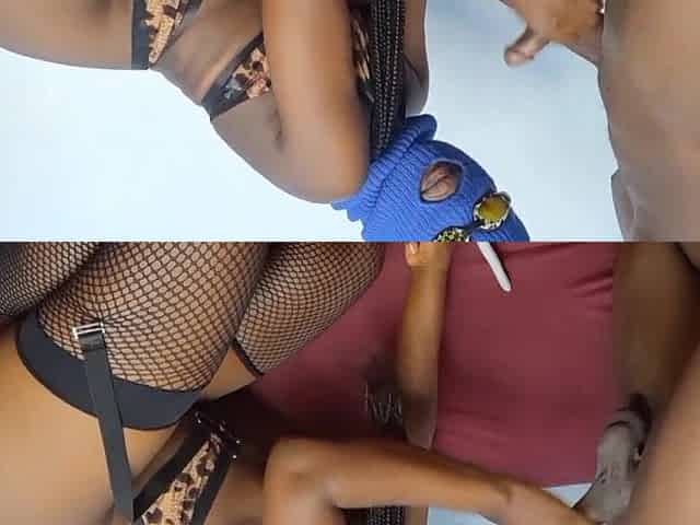 Large booty ebony cutie sucking rod