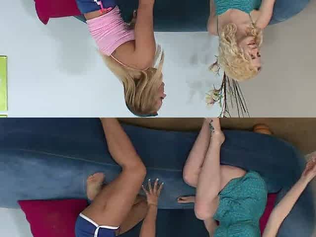 Teen beach sweethearts Cali Carter and Catie Parker lesbo one on one action