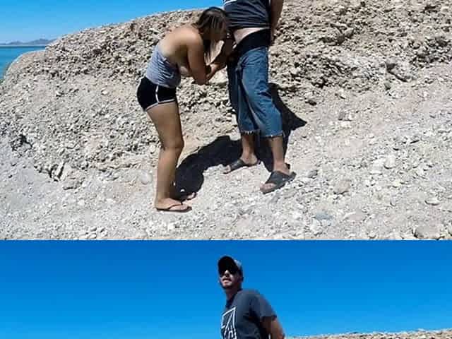 Blowjob fucking cumshot outdoors