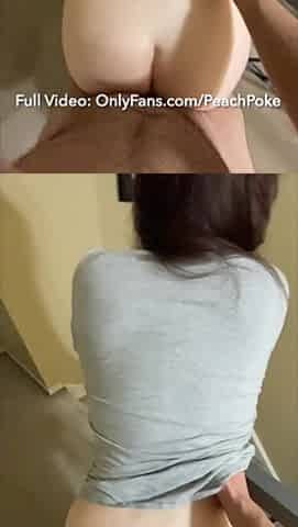 Screwing her large booty on the stairs