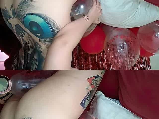 Jumping and rubbing my vagina on the balloons