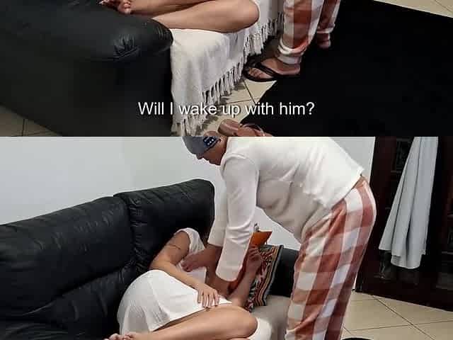 Stepbrother In His Pajamas Finds His Stepsister On The Couch