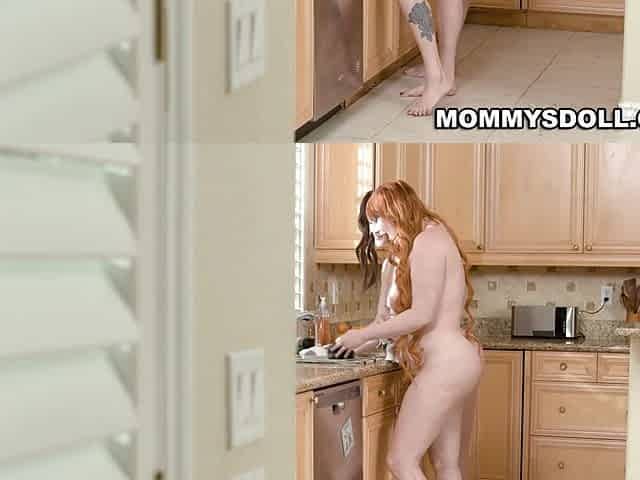 Stepdaughter following her stepmoms nude steps