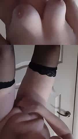 My Stepmom with Big Natural Tits Is Dressed in Black Stockings and Masturbates and Thinks She Is Alone at Home