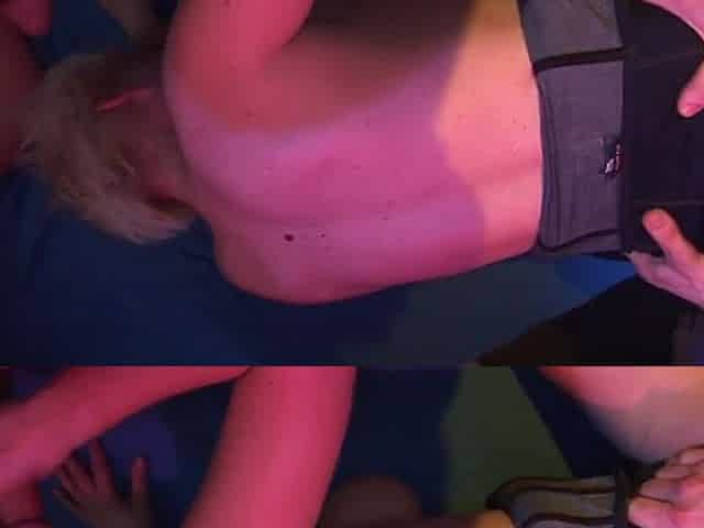 Mature Blonde's Ass Stretched Wide in Dripping Gangbang Orgy