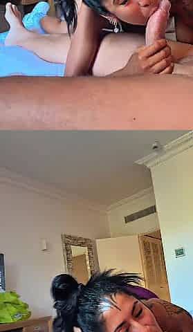 POV blow job and rimjob with tiny btunette Latin chick