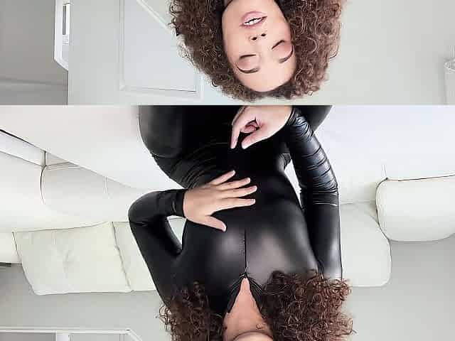 JOI Ebony Leather Sexy Lightskin Hairy Hair Chick Has U Jerk Off For Her
