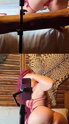 TINY REDHEAD ATLANTA MORENO RIDES VIBRATOR - Large Boobs and Fingering in Solo Masturbation! Part 1