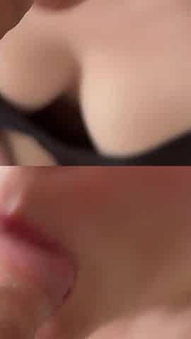 Close-up Blowjob - From a Stepsister! A Throbbing Cock Cums in Her Mouth!