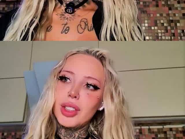 Shaved pussy blonde Tasha Reign with big boobs goes solo