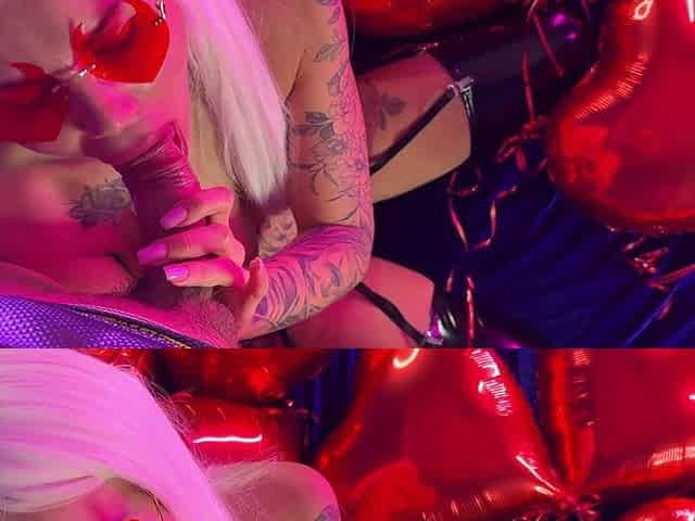 POV Camera. a Sexy Elf with Big Tits Gave a Great Blowjob for Valentine's Day