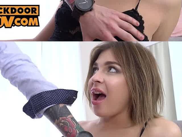 Small anal floozy Nicole Brix gets her snatch and booty filled with rod