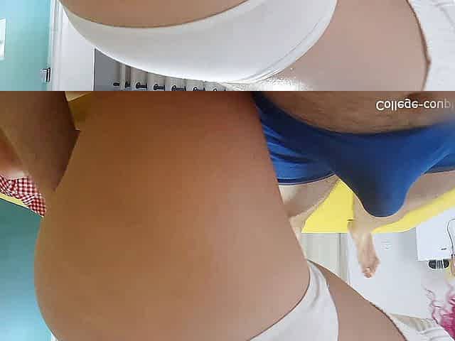 Rubbing ass in thong to make him cum in underwear, dry humping lap dance cum in pants
