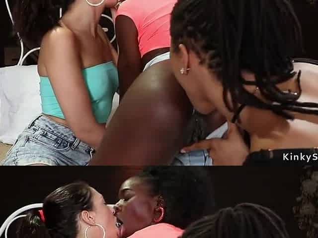 Three Interracial Anal Queens Toying