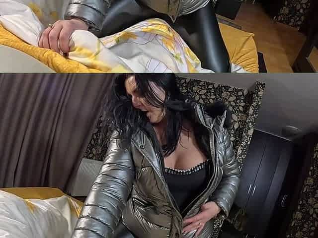 Leather Fetish Overload - 4 Cumshots on My Pants & Puffy Downjacket