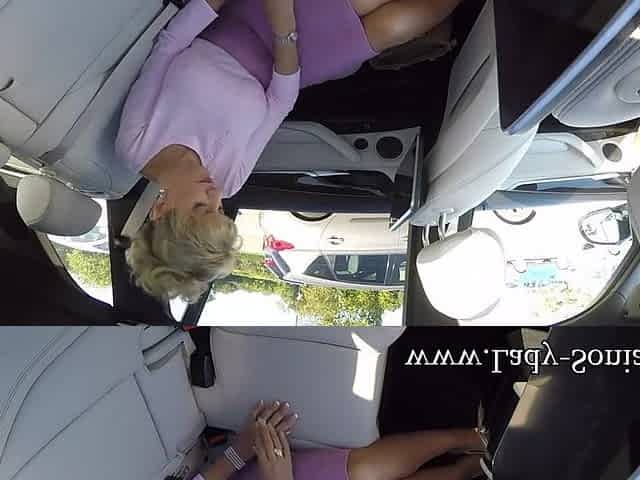 Breasty aged Lady Sonia masturbates in her car