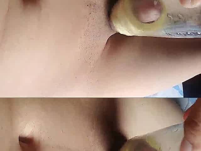 Real masturbation with a bottle with a pleased ending