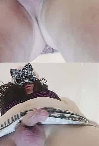 Homemade clip, climax. Put on a miniskirt and started stroking. Ejaculation beautifully