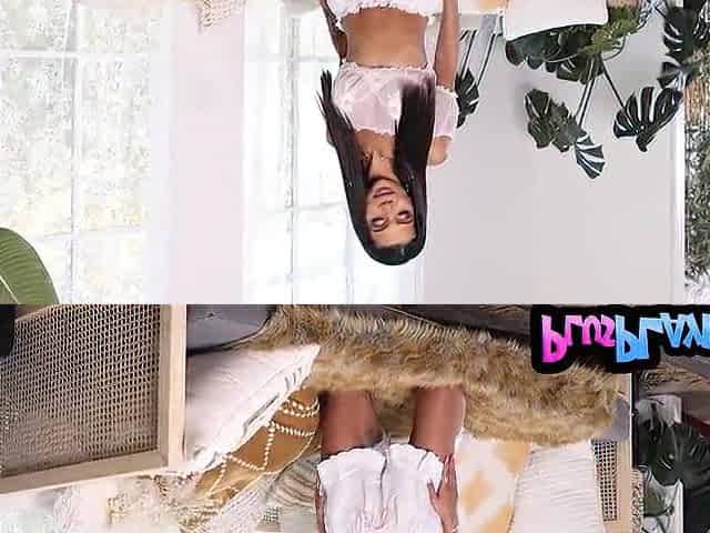 Cute large boobs Ava Amira hawt striptease after posing in sexy white underware