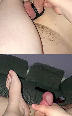 Amateur tugjob and feet