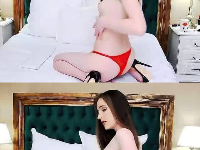 Small Tit Babe Lies Back In Chair And Masturbates Wet Snatch