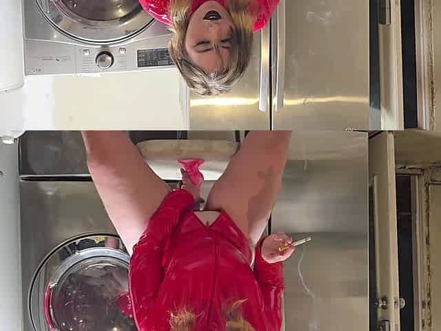 Smoking and Riding in Red Pvc