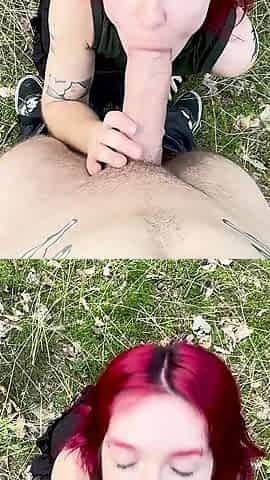 Outdoor Forest Blowjob - We Almost Got Caught