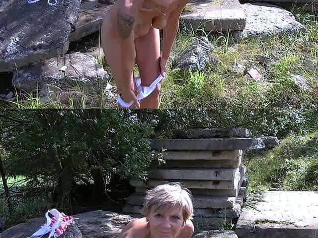 Amateur blonde slut outdoor banging following picnic