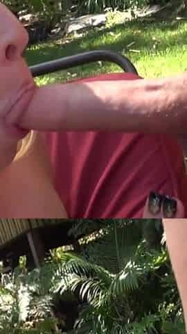 Big ass blonde teen fucked and milked outdoor from her fucker