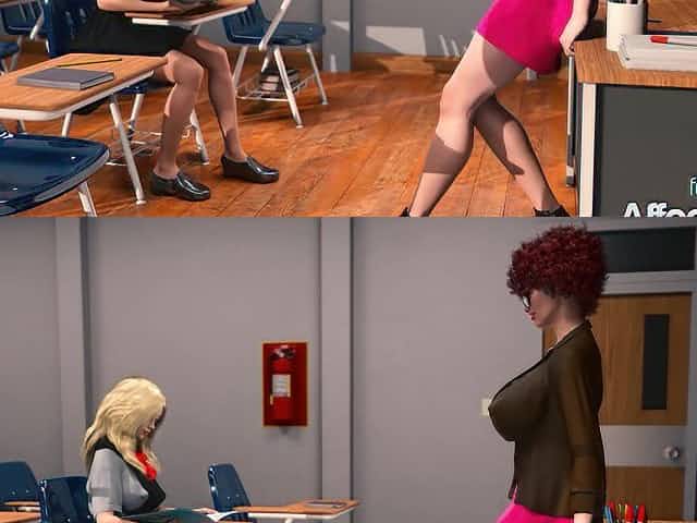 Big tits futanari teacher anal fucking her blonde student in a 3d animation