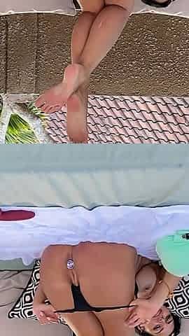Kira Queen Squirts as Dildo Slams Her Wet Cunt by Pool!