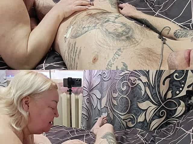 After a Blowjob, I Cum in My Stepmom's Mouth