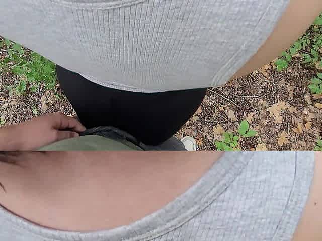 Grabbing Short Hair Brunette hair's Large Booty in Public