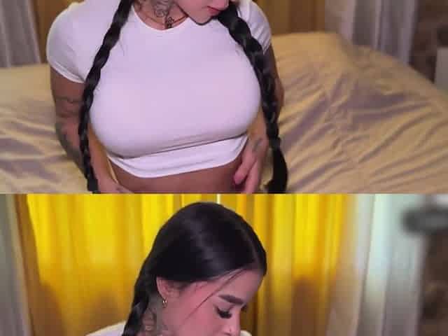 Horny big tiddy Latina slut with nice big boobs gets railed by her boyfriend, then finishes him off with a nice handjob