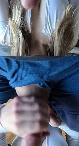 Amateur Blonde Blowjob handjob and cumshot