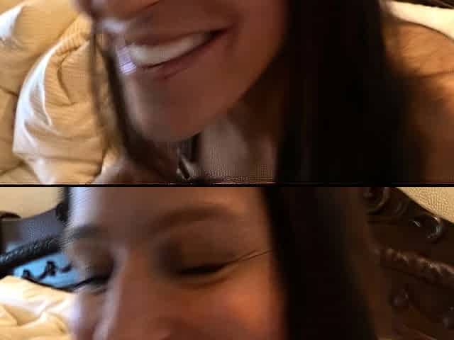 Hot brunette babe gives a perfect POV blowjob