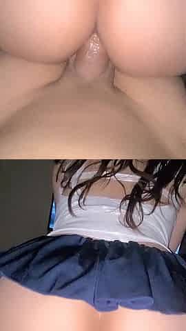 Booty slam stuffing a schoolgirl's booty with cum