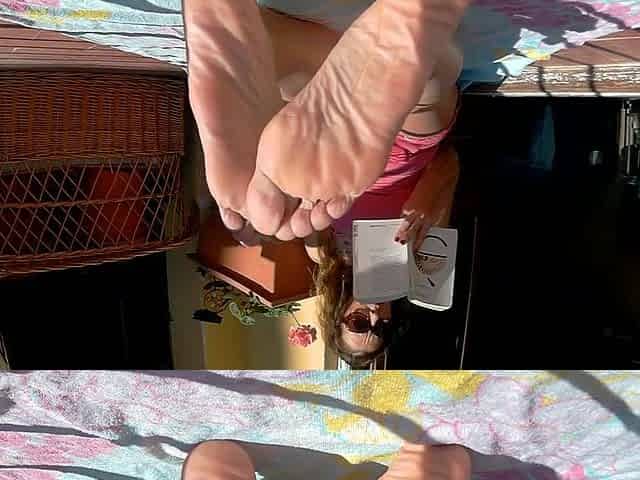 Tanning my feet on the balcony!! I hope u like it!!