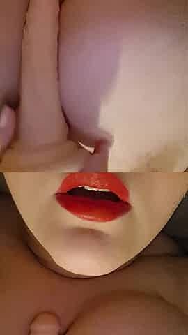 Red Lip big beautiful woman needs to be drilled