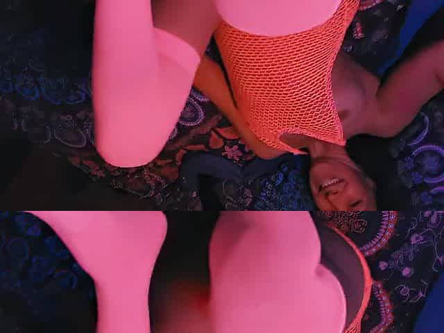 Neon pink nylons footjob and makes me cum twice
