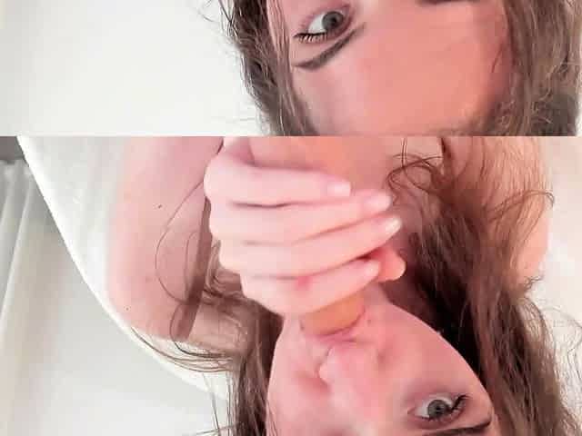 Natural Brunette Webcam Blowjob and Teasing Session