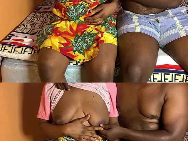 Afro teen maid looks nervous to be drilled by boss