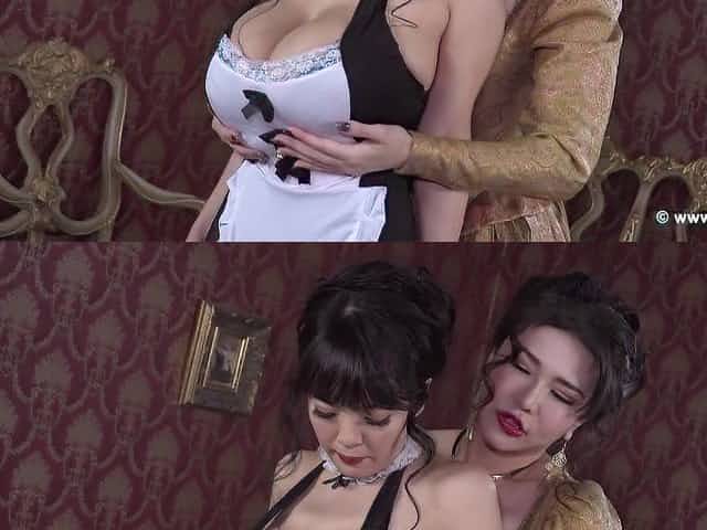 Hitoma Tanaka & Anri Okita - Queen and Maid - big Asian tits, lesbian boob play