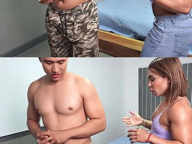 Built hotty hires a personal tutor for her home workout and they have a great time