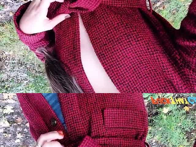Risky Public Walk - Autumn Park Nudity
