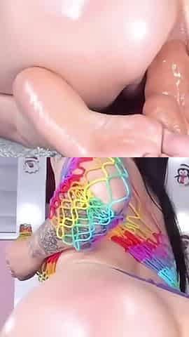 Latina Girl with Big Tits Fulfills Anal Fantasy with Big and Huge Dildo
